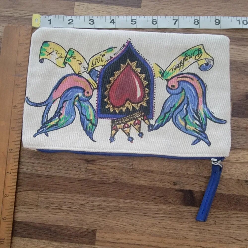 Brighton 2019 Love of Art Canvas Zippered Pouch Cosmetic Make-Up Trinket Bag
